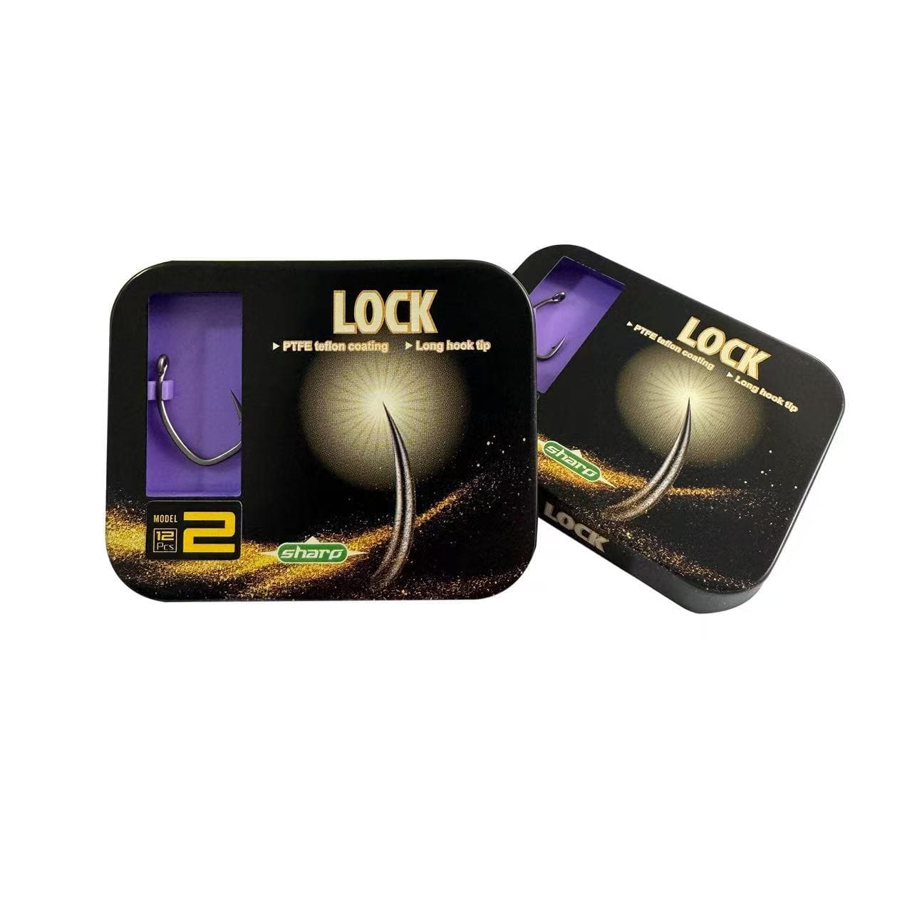 "Lock" Curve Shank Hooks (12 Pack Metal Tin) - Aggressive Pattern