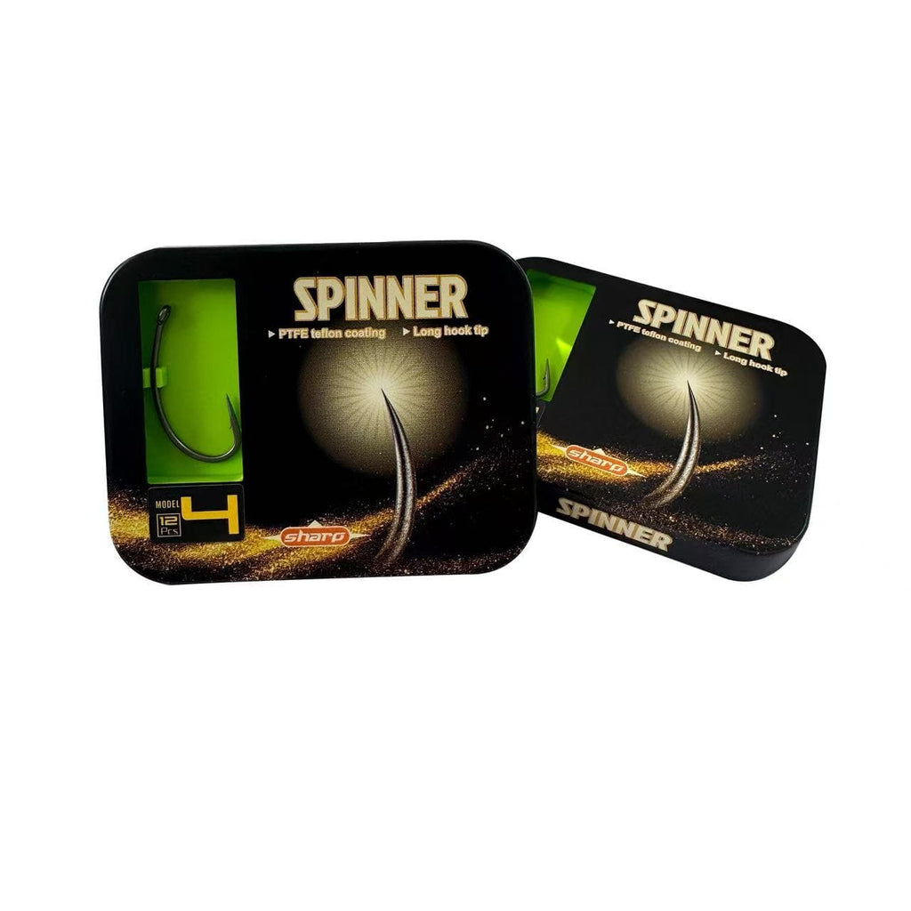 "Spinner" PTFE Coated Hooks (12 Pack Metal Tin) - For Ronnie Rigs