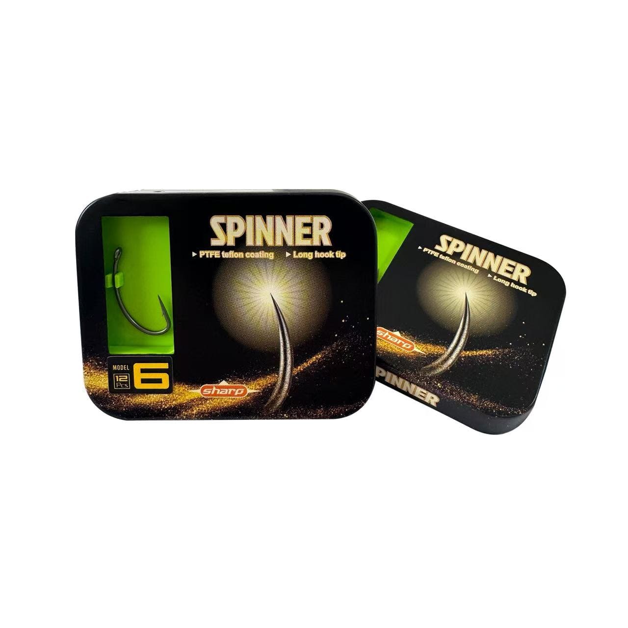 "Spinner" PTFE Coated Hooks (12 Pack Metal Tin) - For Ronnie Rigs