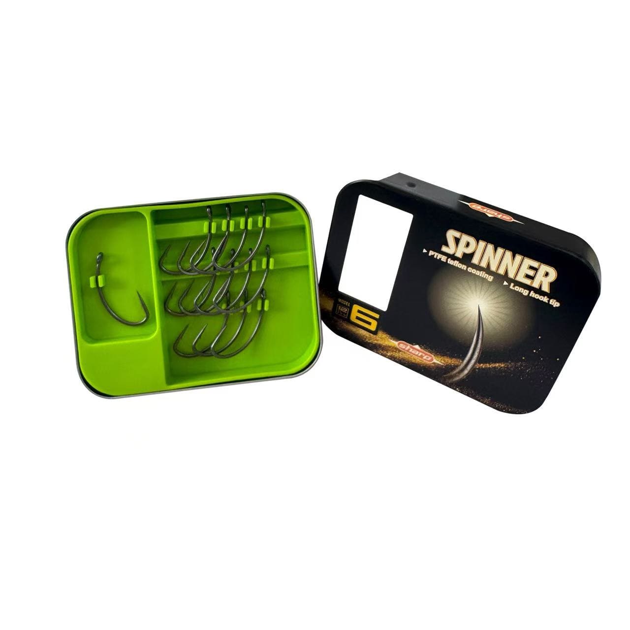 "Spinner" PTFE Coated Hooks (12 Pack Metal Tin) - For Ronnie Rigs