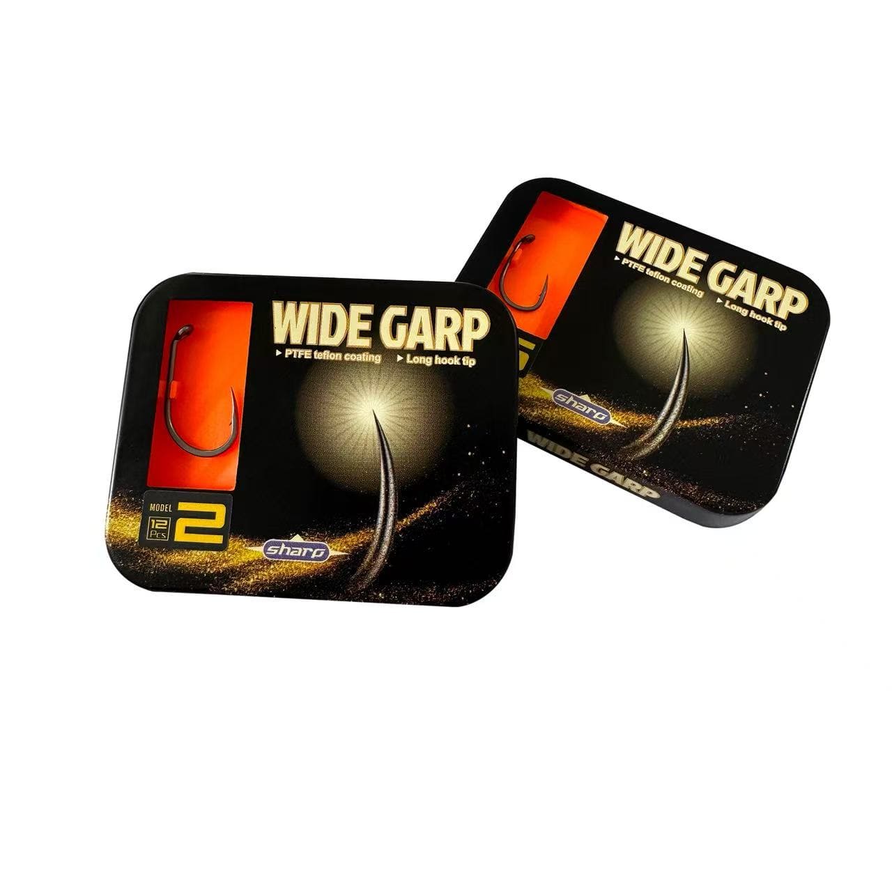 "Wide Gape" PTFE Coated Hooks (12 Pack Metal Tin)