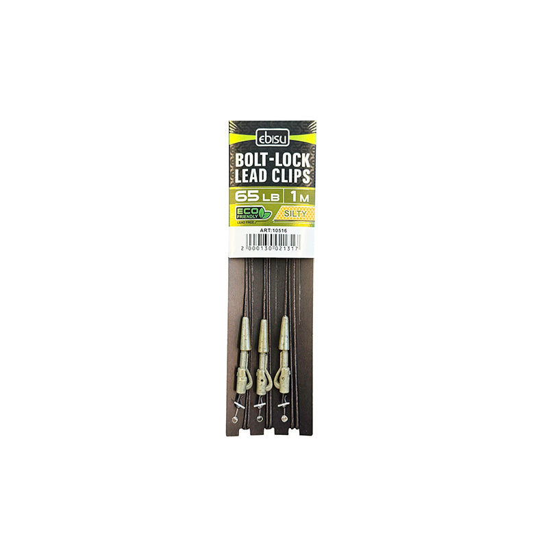 Ebisu heavy duty safety clip leader 65lb silty brown, 1m long sinking lead-free material for bolt rigs.