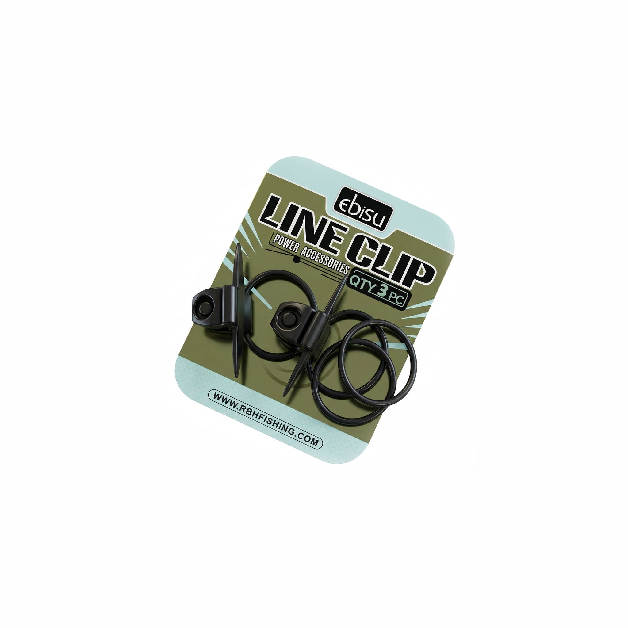 Ebisu universal line clips 3 pack, black rod attachments with various O-rings to fit any carp rod blank for better bite indication