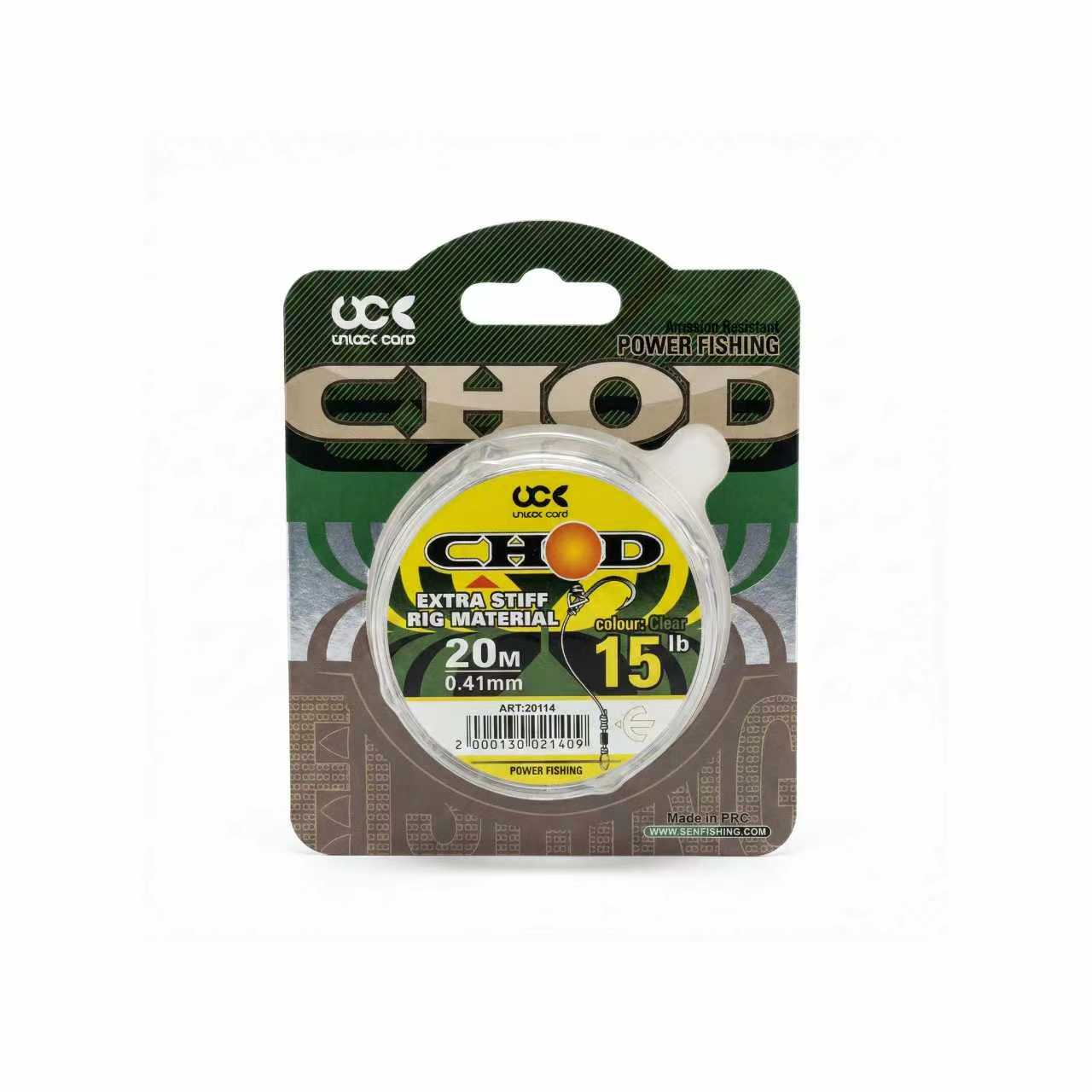 Unlock Carp Extra Stiff Chod Rig Material 20m 15lb - High memory clear filament for perfect curves.