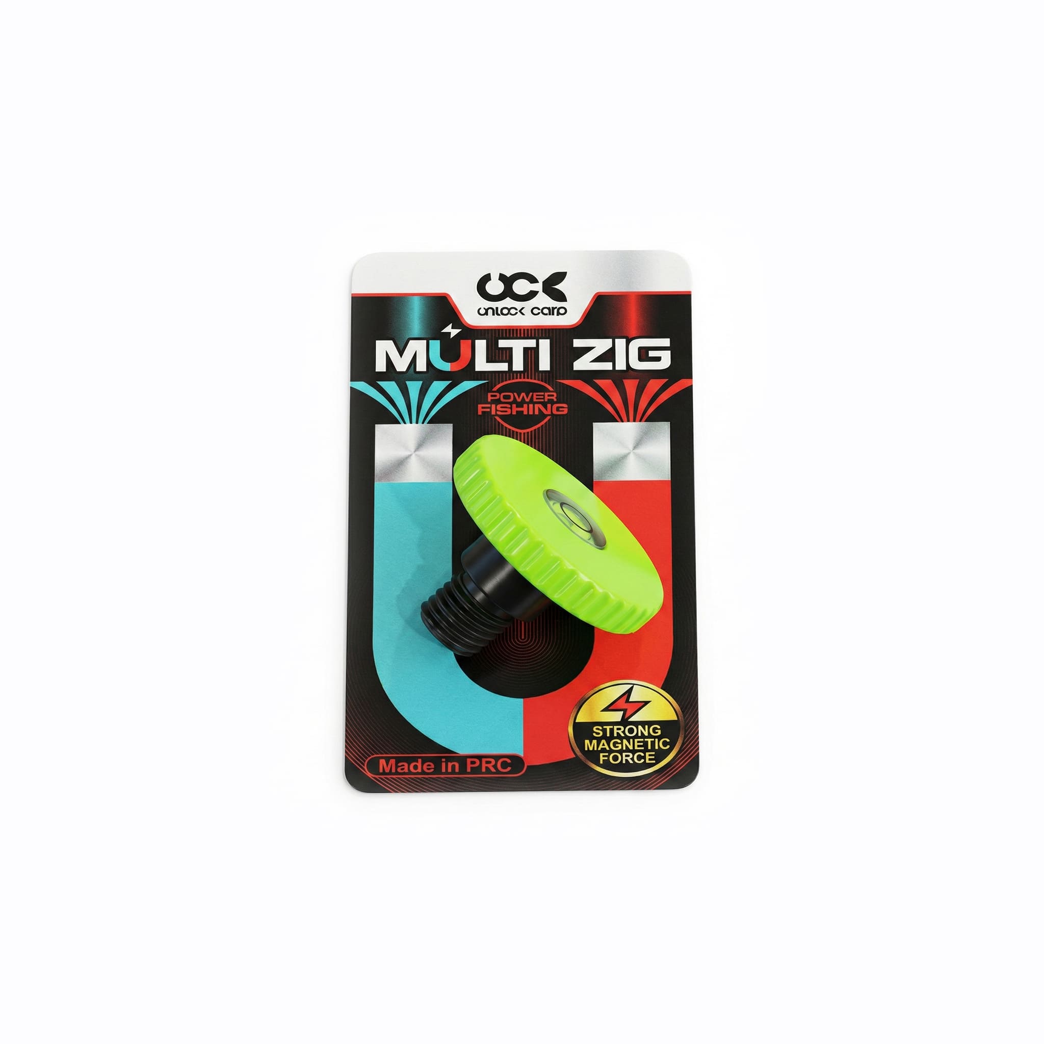 Unlock Carp Multi-Zig magnetic casting tool with built-in spirit level, screws into banksticks to hold hooks securely for tangle-free long range casting.